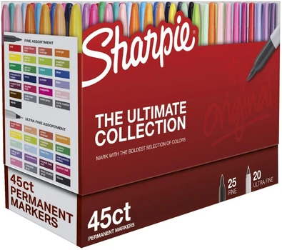 Маркеры перманентные Sharpie Permanent Markers, Fine and Ultra Fine Points 45 шт. (‎‎2011580)