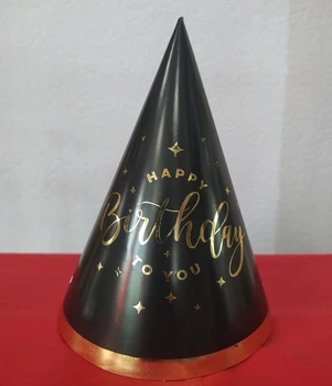 Набір ковпаків Star принт Happy Bitrhday 15см 10шт 10028