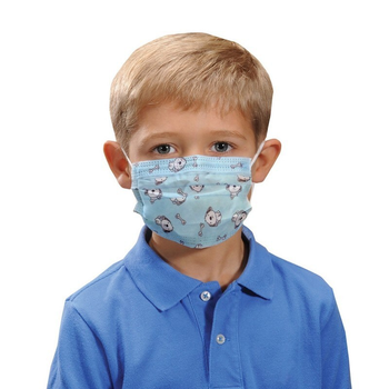 Детская медицинская маска трёхслойная для лица с рисунками (50 шт.)