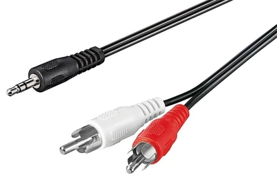 Кабель аудіо-адаптер Goobay Jack 3.5mm 3pin-RCAx2 M/M 1.5m Shielded D=2x2.6mm Cu чорний(75.05.1649)