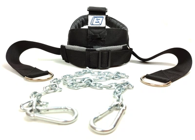 Упряж для шиї EasyFit IRON NECK універсальна (боксерський тренажер, головна стропа лямка-шолом для накачування-тренування м'язів шиї, спортивна накладка-ремінь на голову з ланцюгом) EF-NHINBK