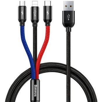Кабель Baseus 3в1 Three Primary Colors 3.5A (Micro USB+Lightning+Type-C) 1.2m