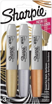 Маркеры перманентные Sharpie Metallic Permanent Markers, Chisel Tip 3 шт. (‎‎‎2089609)