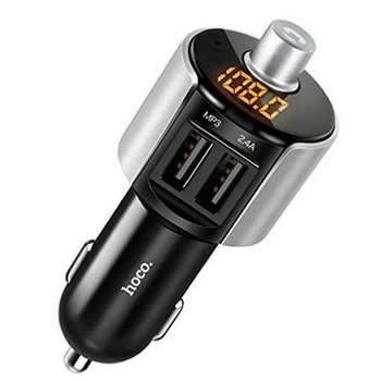 АЗУ FM модулятор Hoco E19 bluetooth, кнопка відповіді, MP3, USB Black/Grey