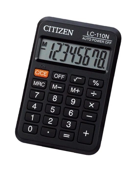 Калькулятор карманный Citizen LC-110 N, 9 разрядов, плоский, 87х58х13, черный, с виниловой крышкой