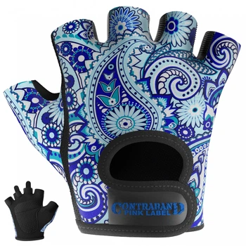 Женские перчатки для фитнеса Contraband Pink Label 5387 Paisley Print Gloves (Голубой XS)