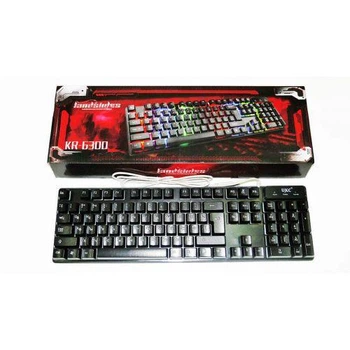 Набор для геймеров игровая мембранная клавиатура с мышкой с RGB LED подсветкой KR-6300 USB