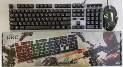 Набор для геймеров игровая мембранная клавиатура с оптической мышкой с RGB LED подсветкой ART-5559