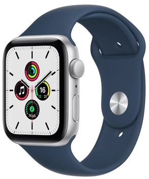 Смарт-годинник Apple Watch SE GPS 44 mm Silver Aluminium Case with Abyss Blue Sport Band (MKQ43)