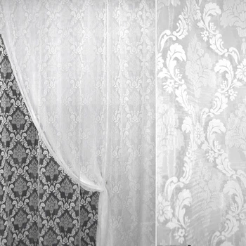 Органза деворе тюль вензель с листьями ромбом, белая, ш.280 (30230.010)