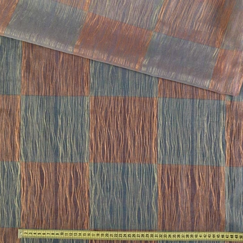 Органза фукра тюль двойная квадрат красно-синий, нити желтые, ш.325 (37526.001)