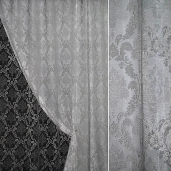 Органза деворе тюль вензель с листьями ромбом, серебристая, ш.280 (30230.006)