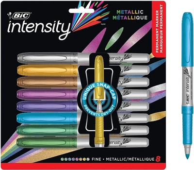 Набор маркеров перманентных BIC Intensity Metallic Permanent Marker, Fine Point 8 шт. (‎GMPMP81)