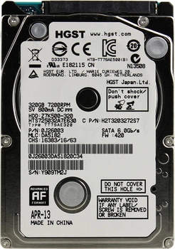 Накопитель HDD 2.5" SATA 320GB Hitachi (HGST) Travelstar Z7K500 7200rpm 32MB (HTS725032A7E630) Refurbished