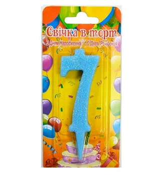 Свечи - цифры в торт Blue "7", высота - 10 см, Украина