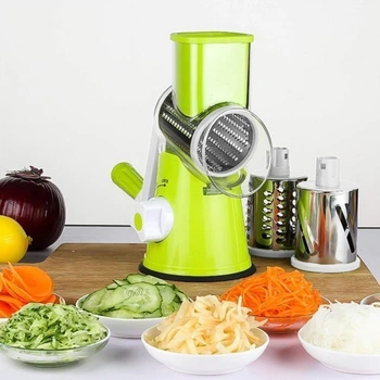 Ручна овочерізка Tabletop Drum Grater для овочів та фруктів з додатковими насадками Салатовий (257129)