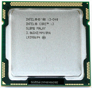 Процессор, Intel Core i3 540, 2 ядра 4 потока, 3.06 гГц Б/У