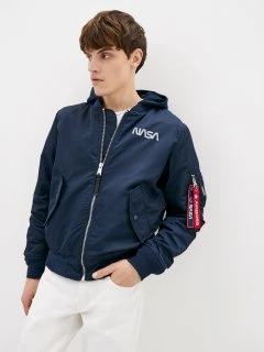 Куртка Airboss MA-1 Hooded NASA M Replica Blue (707568225967_A)