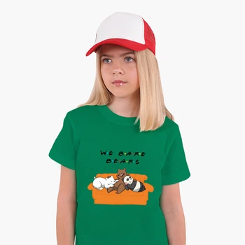 Дитяча футболка для дівчаток Вся правда про ведмедів (We Bare Bears) (25186-2890-72) 88-104 см Бавовна Темно-зелений