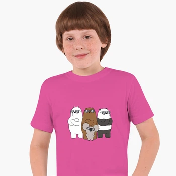 Дитяча футболка для хлопчиків Вся правда про ведмедів (We Bare Bears) (25186-2892-70) 146-152 см Бавовна Темно-рожева