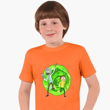 Детская футболка для мальчиков Рик и Морти (Rick and Morty) (25186-1240-50) 104-110 см Хлопок Оранжевый