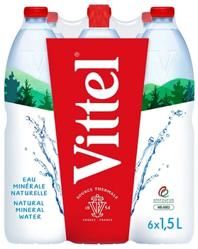 Упаковка мінеральної негазованої води Vittel 1.5 л х 6 шт (3048430229520)