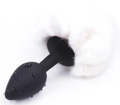Анальная пробка Slash с круглым хвостиком Silicone Anus Plug, L цвет черный/белый (20756022000000000)