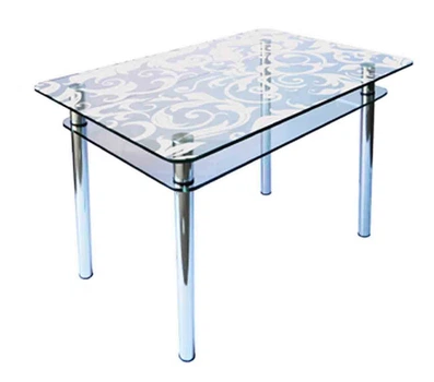 Обідній скляний стіл Glass Antonik КС-1 прозорий з піскоструєм №52 (900х600х750 мм)