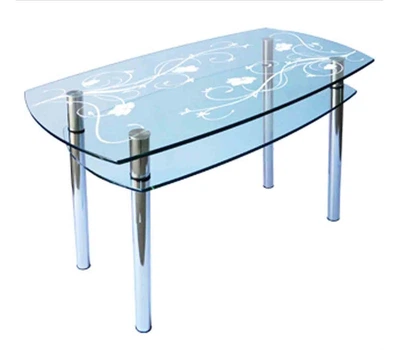 Обідній скляний стіл Glass Antonik КС-2 прозорий з піскоструєм №34 (900х600х750 мм)