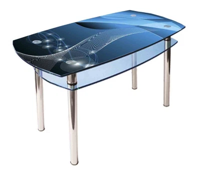 Обідній скляний стіл Glass Antonik КС-2 синій з фотодруком №90 (900х600х750 мм)