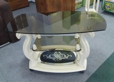 Журнальный стеклянный стол Glass Antonik ДС-26 "Бристоль-2" слоновая кость с тонированным стеклом (900х500х500 мм)