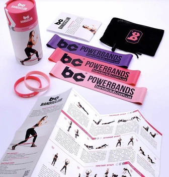 Набір резинок для фітнесу та спорту Bandsclub Power Lady 3шт + програма тренувань на 4 тижні (домашній тренажер)