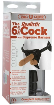 Страпон Vac-U-Lock Platinum Edition The 6 inch Realistic Cock with Supreme Harness колір коричневий (+14650014000000000)