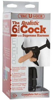 Страпон Vac-U-Lock Platinum Edition The 6 inch Realistic Cock with Supreme Harness колір тілесний (14650026000000000)