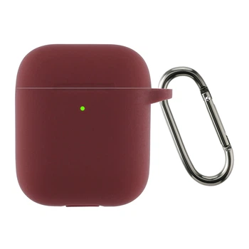 Силиконовый чехол для наушников Apple AirPods 2, Hang Case, бордовый, ультратонкий защитный кейс толщиной 2 мм, защита от царапин, пыли и ударов, компактный, с карабином для крепления, ArmorStandart (ARM59680)