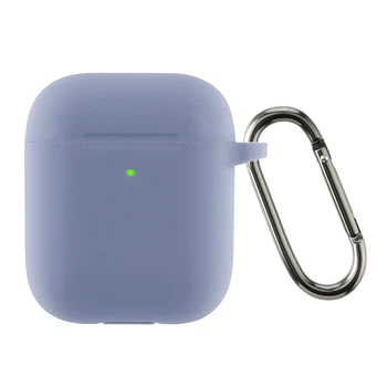 Силиконовый чехол для наушников Apple AirPods 2, Hang Case, фиолетовый, ультратонкий защитный кейс толщиной 2 мм, защита от царапин, пыли и ударов, компактный, с карабином для крепления, ArmorStandart (ARM59684)