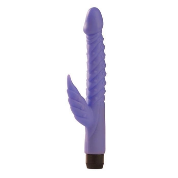 Тонкий латексный вибратор с отростком для стимуляции клитора Fairy Tail цвет фиолетовый (00263017000000000)