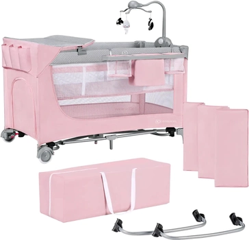 Кровать-манеж Kinderkraft Leody с пеленатором Pink (KCLEOD00PNK00AC) (5902533917945)
