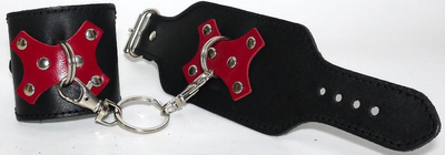 Шкіряні наручники з декоративною вставкою колір чорний (17646023000000000)