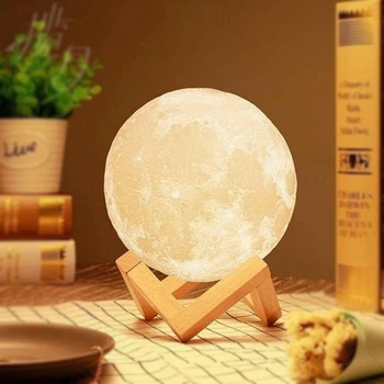 Современный Ночник настольный 3D Moon Light Lamp Луна аккумулятор 16 цветов