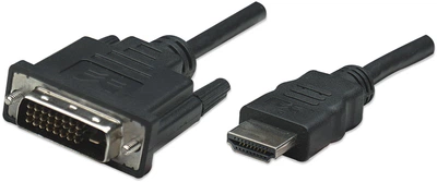 Kabel Manhattan HDMI Male to DVI-D 24+1 Male Dual Link 1 m Black (766623322782)