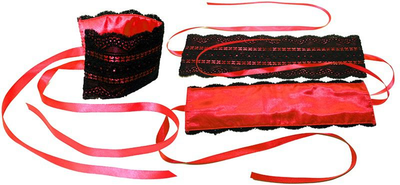 Манжеты-наручники и маска Satin and Lace Lovers Kit цвет черный (17821023000000000)