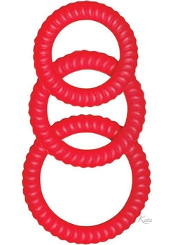 Комплект эрекционных кілець з силікону Ram Ultra Cocksweller Silicone Cock Rings колір червоний (11848015000000000)