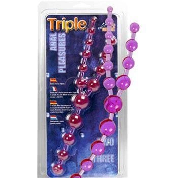 Анально-вагинальный стимулятор Triple в виде шариков, лиловый цвет фиолетовый (00534017000000000)