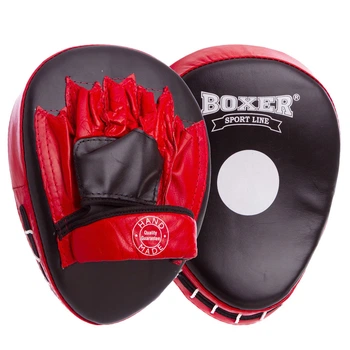 Лапа Изогнутая для бокса и единоборств BOXER 2010-01 размер 19х23х4см черный-красный