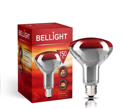 Лампа инфракрасная Bellight R125 для обогрева животных 150 Вт E27, тепловая лампа для цыплят, кроликов, свиней и телят