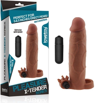 Насадка на пеніс з вібрацією Pleasure X-Tender Series Perfect for 5-6.5 inches Erect Penis колір коричневий (18910014000000000)