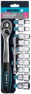 Набір головок з тріскачкою Berg 1/2" 10-24 мм Cr-V 12 предметів 52-134