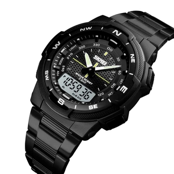 Мужские часы Skmei 1370 MARSHAL Черные с Белым циферблатом