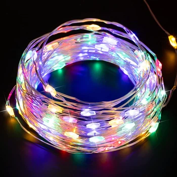 Светодиодная гирлянда 10 метров на батарейках Ledart Цветная